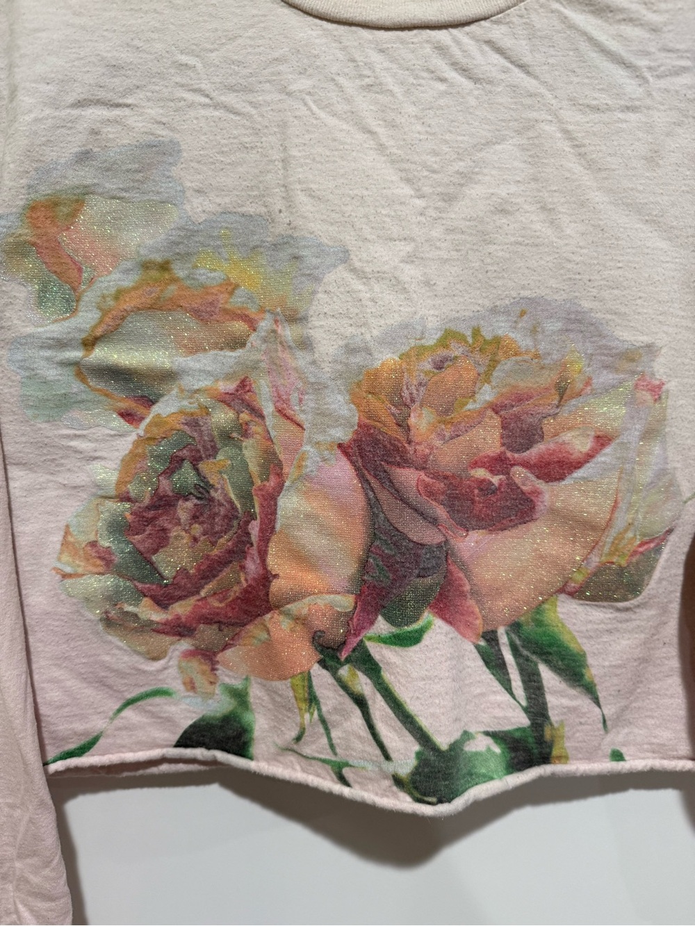 Taylor Swift Lover Pink Floral Cropped Long-Sleeve Top - Picture 2 of 5